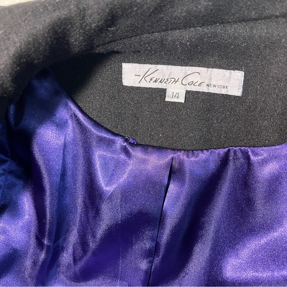 Kenneth Cole Black Wool Blend Funnel Neck Coat Size 14 - Picture 7 of 8